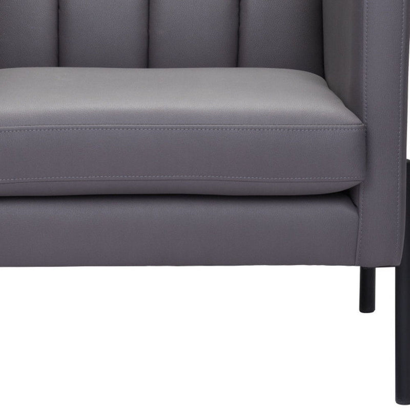 Faux Leather Club Chair - Light Gray And Black
