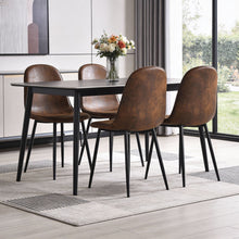 Load image into Gallery viewer, Faux Suede Steel Dining Side Chairs (Set of 4) - Espresso / Black
