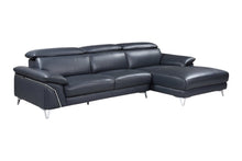 Load image into Gallery viewer, Italian Leather L Shaped Two Piece Sofa Chaise Sectional - Navy Blue
