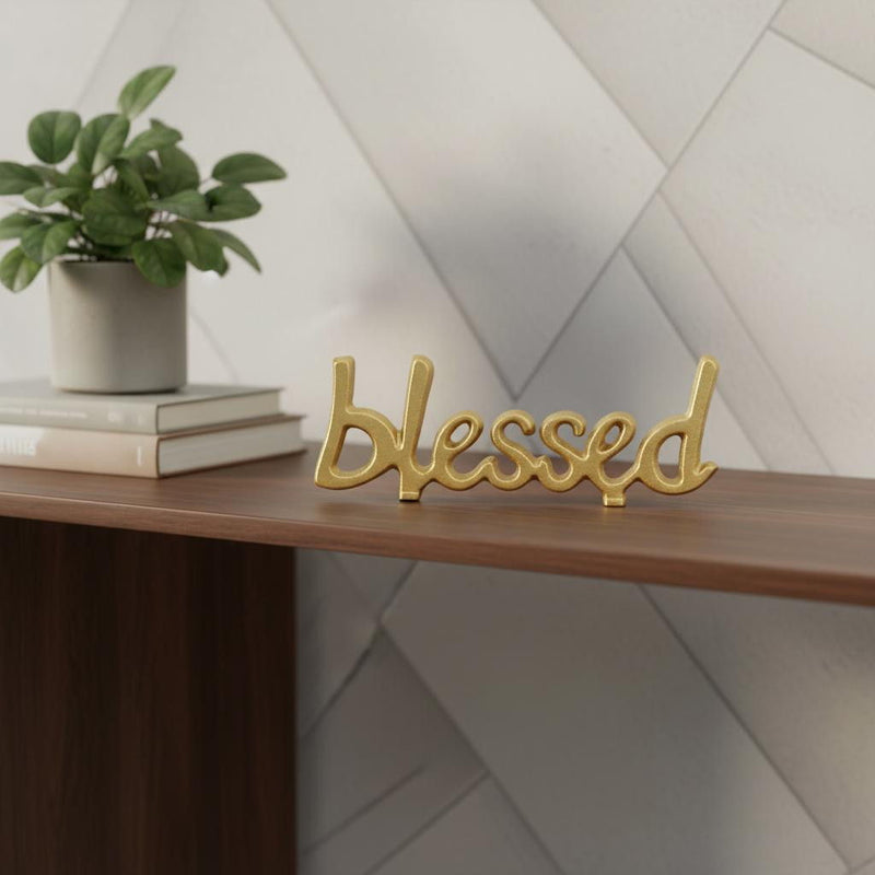 Blessed Hand Painted Tabletop Sculpture - Gold