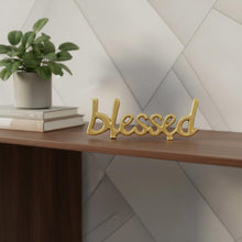Load image into Gallery viewer, Blessed Hand Painted Tabletop Sculpture - Gold
