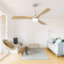 Load image into Gallery viewer, Ceiling Fan With Dimmable LED Light 6 Speed Remote 3 Wood Blade Reversible DC Motor For Bedroom - Brushed Nickel

