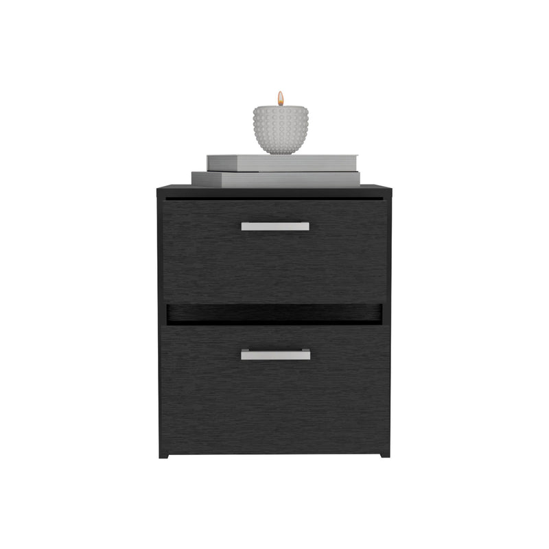 15.7" x 12.7" x 18.6" Two Drawer Nightstand - Black