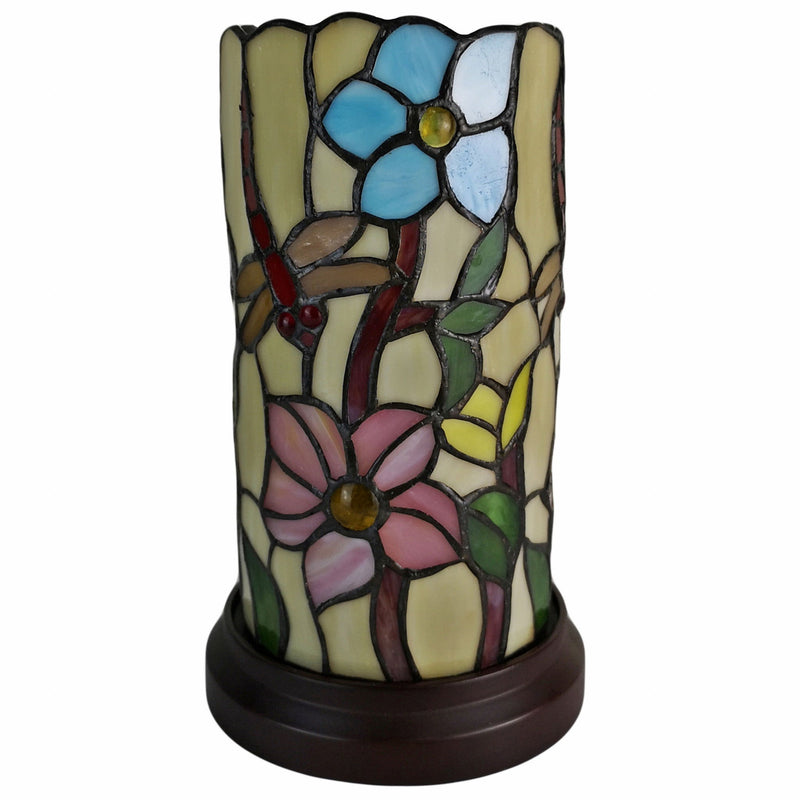 Dragonfly Stained Glass Accent Lamp - Red And Beige