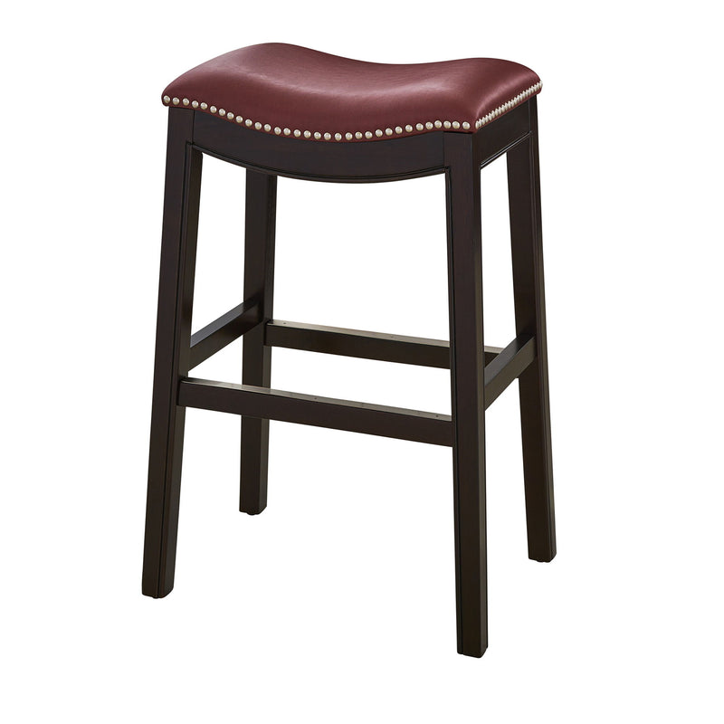 Solid Wood Backless Bar Chair - Dark Red / Espresso