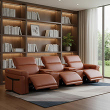 Load image into Gallery viewer, Top Grain Leather Reclining Metal USB Sofa (720370) - Camel
