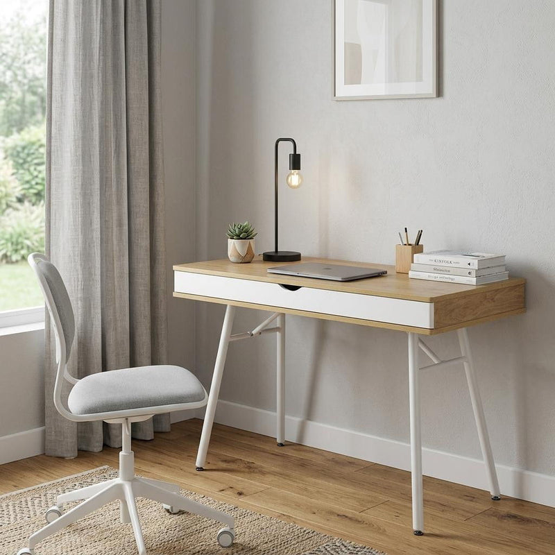 Stainless Writing Desk - Oak / White