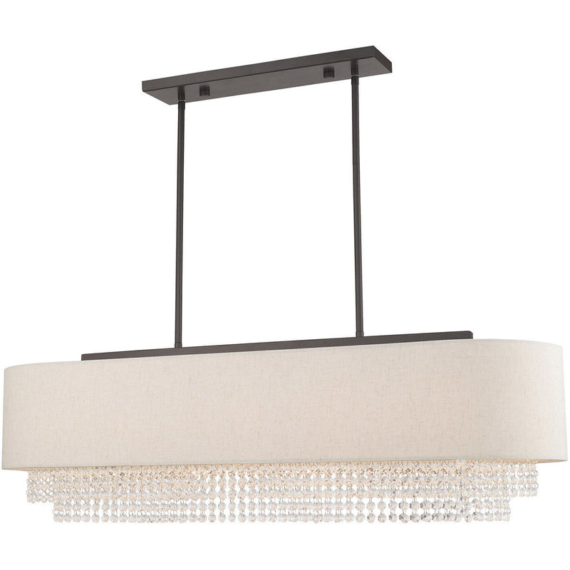 21" Five Light Dimmable Chandelier With Shades - Bronze