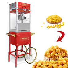 Load image into Gallery viewer, Popcorn Machine On Wheels, 20 Ounce Capacity, 1440W - Red
