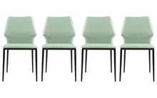 Load image into Gallery viewer, Light Upholstered Faux Leather Dining Side Chairs (Set of 4) - Green / Black
