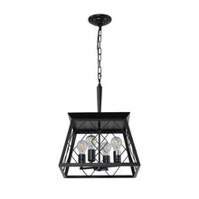 Load image into Gallery viewer, Four Light Metal Chandelier With Shades - Black
