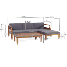 Load image into Gallery viewer, Bianca - Outdoor 3 Seater Sofa Chat Set With Ottoman - Teak
