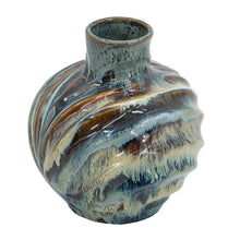 Load image into Gallery viewer, Abstract Wavy Table Vase - Blue / Blue / Brown
