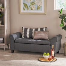 Load image into Gallery viewer, Hayes - Contemporary Armed Storage Bench With Rolled Arms And Button Tufting
