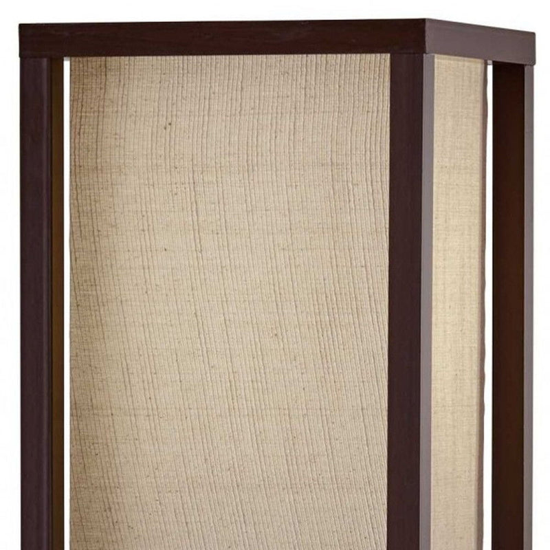 Column Floor Lamp With Beige Square Shade - Brown