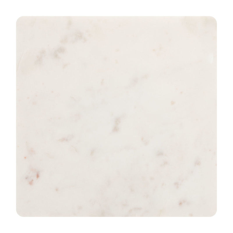 22" Pedestal Marble End Table - White