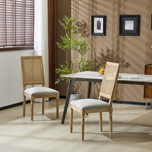 Load image into Gallery viewer, French Country Dining Chair With Rectangular Cane Backrest And Smooth Upholstered Seating
