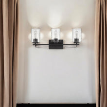 Load image into Gallery viewer, Metal And Textured Glass Three Light Wall Sconce - Bronze
