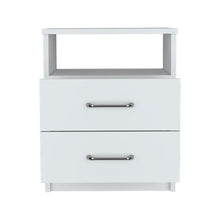 Load image into Gallery viewer, 16" x 12.9" x 19.9" Two Drawer Faux Wood Nightstand - White
