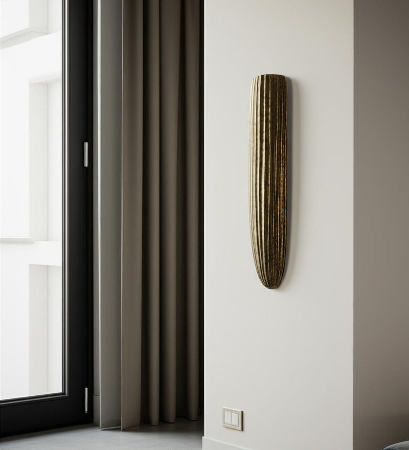 Ribbed Wall Vase (627519) - Antiqued Gold