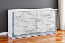 Load image into Gallery viewer, 61" Faux Marble And Wood Lighted Six Drawer Double Dresser - White
