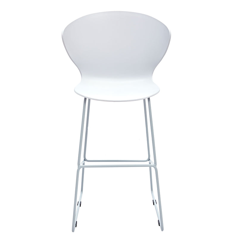 Heavy Duty Plastic And Metal Low Back Counter Height Bar Chairs (Set of 2) - White And Silver