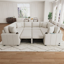 Load image into Gallery viewer, Modern U-Shaped Sectional Sofa Convertible Pull-Out Sofa Bed With USB Ports And Cup Holders
