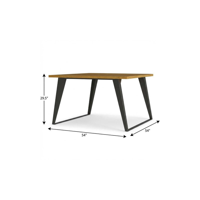 Wood Iron Frame Base Square Dining Table - Oak / Gray