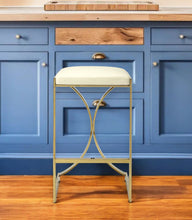 Load image into Gallery viewer, Backless Counter Height Bar Chair - Off White / Gold
