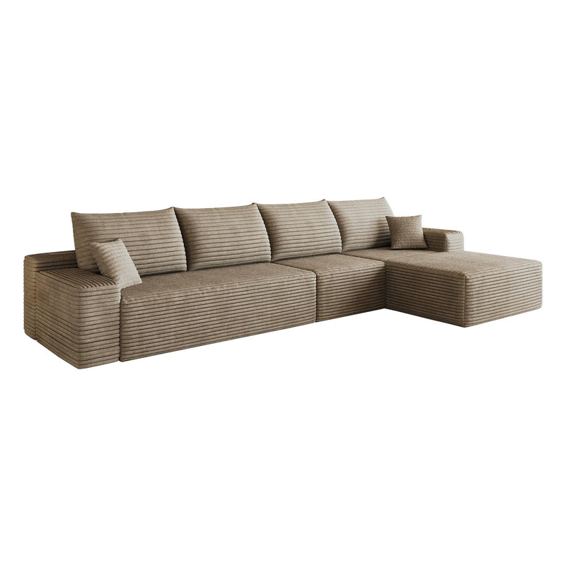 Corduroy Modular L Shaped Sofa And Chaise Sectional (762637) - Camel