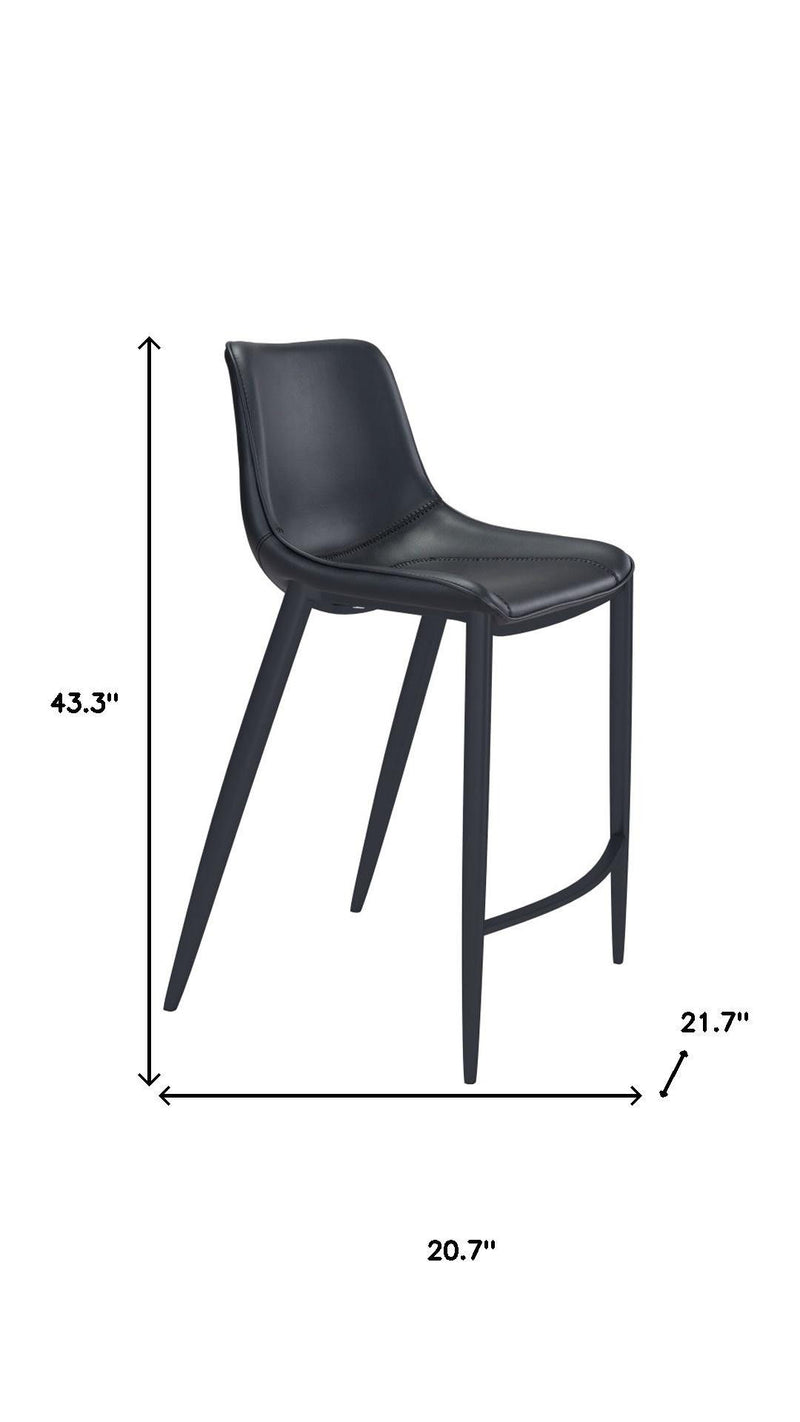 Steel Low Back Bar Height Bar Chairs For Dining Room (Set of 2) - Black