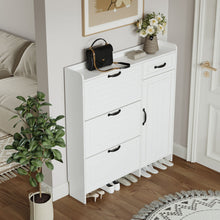Load image into Gallery viewer, Shoe Cabinet With 4 Doors 1 Drawers, PVC Door With Shape, Large Space For Storage - White
