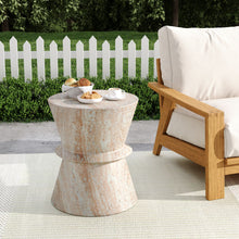 Load image into Gallery viewer, Outdoor / Indoor Lightweight Concrete Side Table With Travertine - Beige

