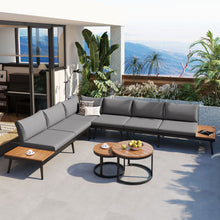 Load image into Gallery viewer, Modern Outdoor Sectional Sofa Set With Nesting Coffee Tables
