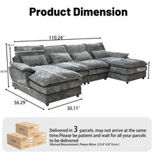 Load image into Gallery viewer, Modular Sectional Sofa Cloud Couch With Double Chaise Lounge
