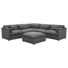 Load image into Gallery viewer, 6 Piece Upholstered Modular Sectional Sofa With Reversible Cushions And Ottoman - Charcoal
