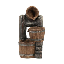 Load image into Gallery viewer, Decorative 3 Tier Bucket Fountain With Lights And Pump - Brown
