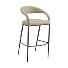 Load image into Gallery viewer, 26" Faux Leather And Iron Low Back Counter Height Bar Chair - Beige / Black
