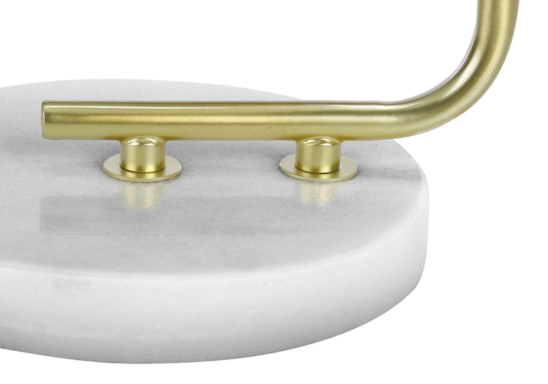 Marble Round Arched Table Lamp With Ivory Drum Shade - Gold And White