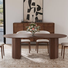 Load image into Gallery viewer, 86'' Double Pedestal Base Oval Dining Table - Walnut
