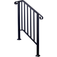 Load image into Gallery viewer, Handrails For Outdoor Steps, Fit 2 Or 3 Steps Outdoor Stair Railing, Wrought Iron Handrail, Flexible Porch Railing, Transitional Handrails For Concrete Steps Or Wooden Stairs
