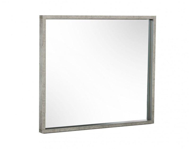 34" Faux Concrete Framed Accent Mirror - Gray