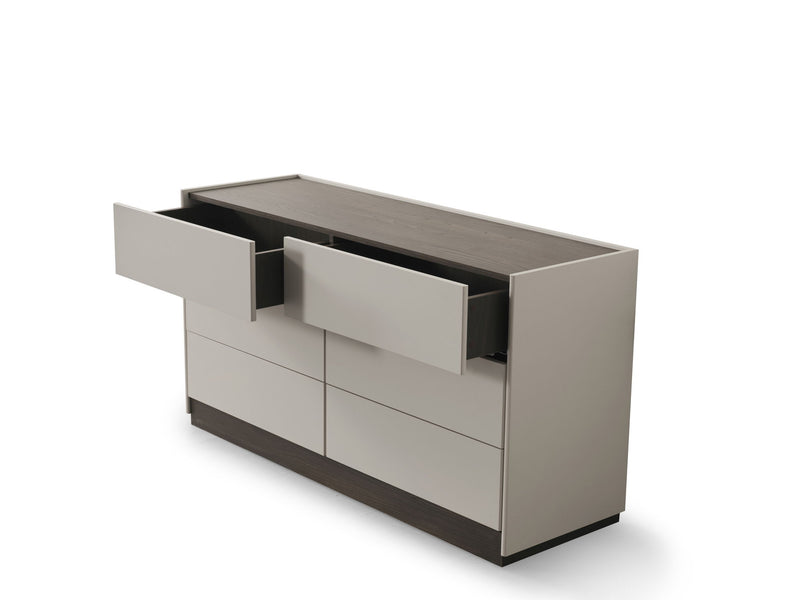 60" Wood Six Drawer Double Dresser - Gray