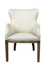 Load image into Gallery viewer, Fabric And Solid Wood Dining Arm Chair - Ivory / Brown
