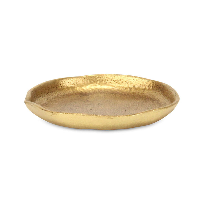 6" Cast Iron Handmade Round Trinket Tray - Gold