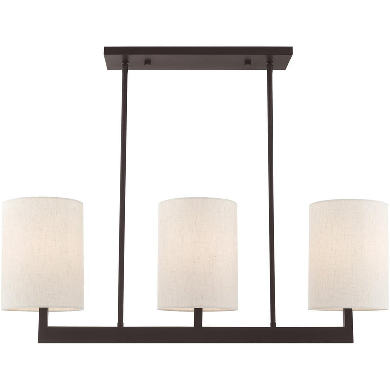22" Three Light Dimmable Chandelier With Shades - Bronze