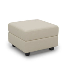 Load image into Gallery viewer, Faux Leather Storage Ottoman - Beige / Black
