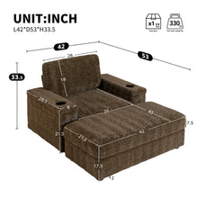 Load image into Gallery viewer, Oversized Chaise Lounge Indoor Rabbit Fur Sofa Bed With Storage Ottoman And Armrests Cup Holders With Deep Seat
