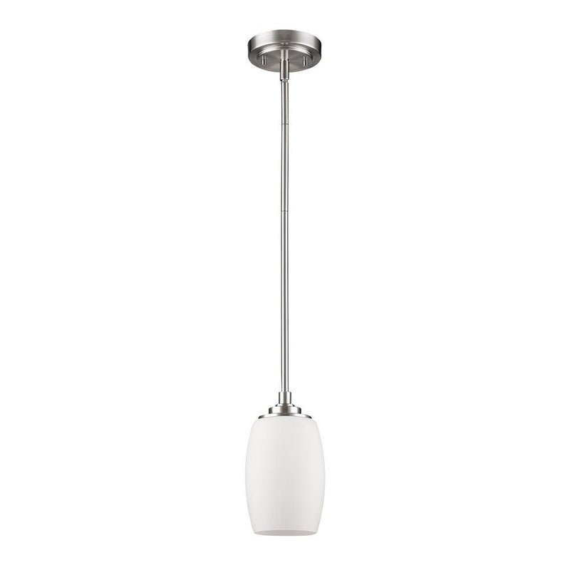 Hanging Light With Frosted Glass Shade - Silver