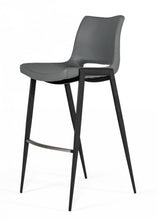 Load image into Gallery viewer, Faux Leather And Stainless Steel Bar Height Bar Chairs (Set of 2) - Gray / Black
